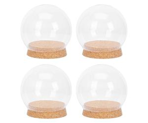 PRETYZOOM 4pcs pequeña cúpula de cristal con base de corcho campana de cristal claro globo pantalla terrario redondo para flor conservada rosa mini árbol de Navidad figura recuerdo