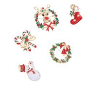 PRETYZOOM 5 Piezas Broche de Navidad de Aleación Diseño de Muñeco Invernal y Campana, Decoración Festiva para Ropa Superficie Suave y Artesanía Detallada, Adecuado para Ambiente Estilo