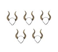 PRETYZOOM 5 Piezas Tocado De Halloween Cuernos De Demonios Diadema De Halloween Diadema De Toro Cosplay Pelo Aro De Oveja Para Adulto Pu Dorado