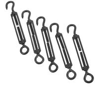 PRETYZOOM 5 Tensores de Gancho y Ojo M5 Negros de Acero Inoxidable 304 Electroforesis, Tensor de Cable Metálico para Ajuste de Cuerdas en Aplicaciones Industriales y Domésticas