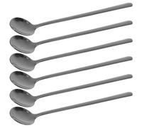 PRETYZOOM 6 Piezas Cuchara de Mango Largo Cuchara para Remover Té de Acero Inoxidable Negra, Fácil de Limpiar, para Té, Café y Helado, Cocina y Comedor