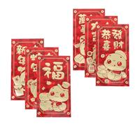 PRETYZOOM 6 Piezas Sobres Rojos Chinos para Dinero Suerte Año Chino Sobres Largos para Regalar Dinero Bodas Año y Cumpleaños Paquete de Unidades Estilo Cubo de Agua