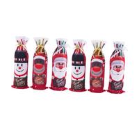 PRETYZOOM 6piezas Porta Botellas De Vino Estampado Navideño Funda Decorativa para Botella De Vino Bolsa para Escritorio