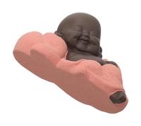 PRETYZOOM Adorno de Buda sonriente Maitreya kit de te kit te estatua de monje de buda pequeña mascota de té de monje pequeña figura de buda de arenas moradas modelo de buda de escritorio