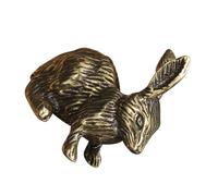 PRETYZOOM Adorno de Escritorio Conejo de Latón Vintage, Figura Decorativa Pequeña, Acabado Antiguo, Decoración Feng Shui China, para Hogar y Oficina, Mini Estatua Animal Retro, Figura
