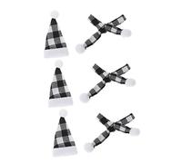 PRETYZOOM Adornos Navideños para Botellas De Vino Bufanda y Gorro Mini Decoración De Fiesta