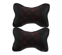 PRETYZOOM Almohada para Cuello del Asiento de Coche 2 Piezas Pu Negro Línea Roja, para Conductor y Pasajero, Uso Anual, Cojín Ergonómico para Apoyo Cervical y Viaje Cómodo