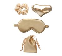 PRETYZOOM Antifaz para Dormir de Seda Sintética 4 Piezas Kit Parche Multiusos Banda Cabello y Bolsa de Almacenamiento Dorado Práctico para Viaje Relajación y Cuidado del Sueño