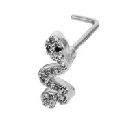 PRETYZOOM Aros de Nariz Forma de Serpiente de Acero Inoxidable con Diseño Único para Mujer Pendientes Pequeños Joyería Nasal Segura y Duradera para Uso Diario Año Serpiente Color Plata