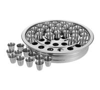 PRETYZOOM Bandeja de Acero Inoxidable Capacidad Grande y Diseño Elegante Fácil Limpieza con 40 Tazas para Comunión para Suministros de Iglesia en Religiosas