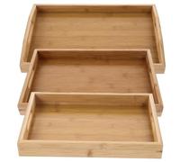 PRETYZOOM Bandeja de Madera Rectangular Superficie Lisa y Fácil de Limpiar de 3 Piezas para Servir Frutas y Postres Adecuado para Fiestas y Ocasiones Múltiples