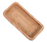 PRETYZOOM Bandeja de Ratán para Baño Ligera y Resistente al Polvo Textura Tejida Plana, Forma Rectangular Vintage para Mesita de Noche o Tocador