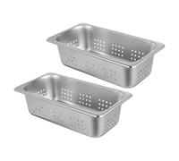 PRETYZOOM Bandeja Perforada de Acero Inoxidable 1/3 Tamaño Rectangular, Resistente a Deformaciones, Drenaje Conveniente, Adecuado para Cocinas Comerciales y Catering, Paquete de 2 Piezas