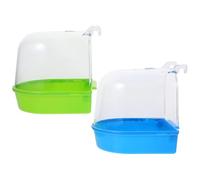 PRETYZOOM Bañera para Pájaros Abertura Curva de PVC, 2 Piezas, Diseño Interesante y Funcional para Baño de Loros en Verano Colgada Fuera Jaula Color Aleatorio