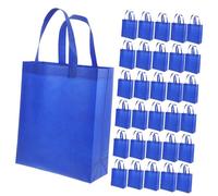 PRETYZOOM Bolsas De Compra No Tejidas 25x30x10 Cm Asas, Color Azul Sólido, Tela No Tejida Resistente, para Compras, Almacenamiento y Fiestas, Pack De 30 Unidades