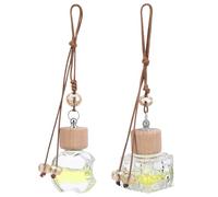 PRETYZOOM Botellas Difusoras de Fragancia para Coche, 2 Piezas, Cristal y Madera, Pequeño Tamaño, Colgantes para Ambientador de Aceite Esencial y Aromaterapia, Accesorio para Interior