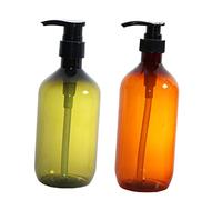PRETYZOOM Botellas Dispensadoras de Champú y Jabón 2 Unidades 500 Ml Pet Marrón y Verde para Baño Bomba Hermética Uso Viaje y Recarga Fácil