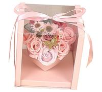 PRETYZOOM Caja De Flores De Jabón De Rosas Flor De Jabón Decorativa Caja De Flores Para Obsequio Regalos Día Madre y Cumpleaños Jabones De Baño Para Mujer