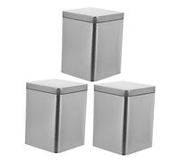 PRETYZOOM Caja Metálica De Almacenamiento Para Té 80 Ml, Lata De Metal Plateado Mate Tapa Interior Alta, Set De 3 Piezas, Multiusos Para Hogar y Tienda De Té