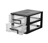 PRETYZOOM Caja Organizadora de Plástico Transparente y Negra Cajón Extraíble de 2 Capas Tamaño Mediano Organizador Portátil para Escritorio y Almacenamiento de Cosméticos Adecuado para