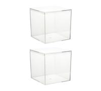 PRETYZOOM Cajas Transparentes Cuadradas para Dulces 2 Piezas Plástico Resistente Tamaño 10 CM Estuche Compacto para Almacenamiento y Organización Fiestas y Hogar