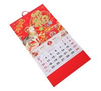 PRETYZOOM Calendario de Pared Rojo del Año Oveja 2027 con Carácter Fu en Papel para Planificación Familiar y Decoración Tradicional del Año Chino