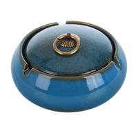 PRETYZOOM Cenicero sin Humo con Tapa Grande de Cerámica para Oficina y Patio con Base Antideslizante y Diseño Estiloso