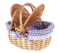 PRETYZOOM Cesta De Picnic Tejida con Tapa Canasta De Almacenaje con Asas para Organizar para Pan Snacks y Frutas Cesta De Mimbre para Uso Hogar y Exterior