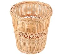 PRETYZOOM Cesto de Basura de Mimbre Estilo Natural para Interior y Hogar | Uso Multifunción como Cesta de Almacenamiento, Diseño Pastoral Fresco, Pieza Decorativa para Baño y Dormitorio