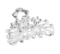 PRETYZOOM Clip para Cabello Metálico con Flores Vintage Diseño de Garra con Strass Pinza de Mandíbula Plateada Antideslizante para Mujer Accesorio Elegante para Peinados Bodas y Fiestas