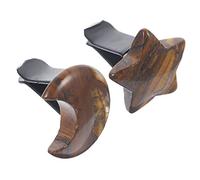 PRETYZOOM Clips de Ventilación de Coche de Cristal Natural de 2 Piezas, Decoración de Luna y Estrella de Ojo de Tigre, Accesorio para Rejilla de Aire Acondicionado, Ambientador