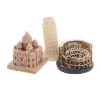 PRETYZOOM Conjunto de 3 Miniaturas de Edificios Emblemáticos del Mundo, Modelos de Microescenas en Resina Detallada, Decoración para Casa de Muñecas y Oficina, Incluye Coliseo Romano, Taj