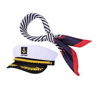 PRETYZOOM Conjunto de Gorro de Capitán y Bufanda Náutica para Hombre y Mujer Disfraz Marinero para Fiestas Temáticas Accesorio Cómodo y Transpirable para Eventos y Cosplay