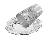PRETYZOOM Copa Kiddush Plateada con Platillo Elegante para Shabat y Pascua Vaso Sagrado para Vino y Licor Aleación Duradera para Celebraciones Judías y Regalo Festivo