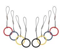 PRETYZOOM Cordón para Anillo de Dedo Metálico Antipérdida 8 Piezas Llavero y Correas para Teléfono Móvil en Negro, Azul, Amarillo y Rojo, Accesorio Funcional para Colgar y Proteger