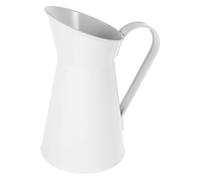 PRETYZOOM Cubeta Florero Vintage De Hierro con Asa Resistente Jarrón Rústico Decorativo para Arreglos Hogar Oficina y Jardín Diseño Retro Estilo Shabby Chic Blanco Liso