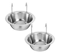 PRETYZOOM Cuenco Colgante para Jaula de Perro Tamaño M, Acero Inoxidable Duradero, 2 Piezas, Tazón de Agua para Perros Práctico y Fácil de Limpiar, Suministros para Mascotas