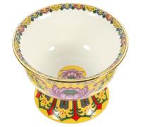 PRETYZOOM Cuenco De Cerámica Del Templo 3.5 Pulgadas Color Amarillo Esmalte Resistente Grande Para Suministro Budista y Decoración Del Hogar o Sala De Yoga