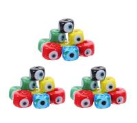 PRETYZOOM Cuentas de Vidrio Esmaltadas Ojo Malvado 9 MM Diámetro Agujero 16 MM Mezcla de Colores 30 Piezas para Pulseras Collares y Manualidades DIY