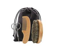 PRETYZOOM Cuidado de Barba con Tijeras Peine de Madera de Haya Cepillo Suave y Estuche Kit Completo para Hombres para Forma y Mantener la Barba Impecable