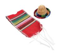 PRETYZOOM Decoración De Botellas De Vino Juego De Mini Sombrero y Bufanda Rayas para Fiestas Mexicanas Decoraciones para Fiestas Mexicanas Accesorios para Festivales Mexicanos Botellas De CE