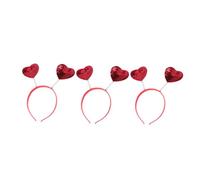 PRETYZOOM Diadema Cabello Forma de Corazón 3 Piezas Banda Elástica Purpurina Roja Accesorio Ligero y Resistente para Fiesta San Valentín y Decoración de Pelo para Mujer y Niña