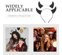 PRETYZOOM Diadema y Pinzas Pelo con Cuernos Negros Accesorios para Disfraces de Carnaval y Fiestas de Cosplay Horquillas con Gemas de Imitación Juego de 2 Piezas