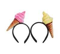 PRETYZOOM Diademas para Mujer 2 Piezas Diseño de Helado Colores Amarillo y Rosa Diademas para Maquillaje y Lavado Facial Accesorios Cómodos Cabello para Niñas