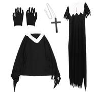 PRETYZOOM Disfraz de Fiesta Cómodo para Algodón Negro Efecto Decorativo Monja Zombi Uniforme Halloween Aterrador Mujer Adulto de Disfraces