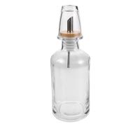 PRETYZOOM Dispensador de Enjuague Bucal para Baño de Vidrio con Vertedor de Acero Inoxidable y Bandeja de Madera, Capacidad 11.8oz, Diseño Minimalista para Hoteles y Ocasiones Obsequios