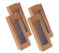 PRETYZOOM Elegante Bolsa para De Vino con Ventana Bolsa De Papel Kraft para Botellas De Vino Ideal para Fiestas Juego De Bolsas para Envasar Vino Tinto.