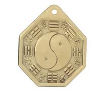 PRETYZOOM Espejo Bagua Chino Tradicional de Latón Dorado para Decoración del Hogar y Puerta, Estilo Antiguo Que Evita el Mal y Atrae la Buena Suerte