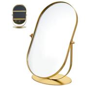 PRETYZOOM Espejo de Maquillaje Vintage con Marco de Metal Dorado de 28,5 cm - Reflejo Nítido sin Distorsión para Maquillaje Detallado y Cuidado Facial - para Tocador, Dormitorio y Baño
