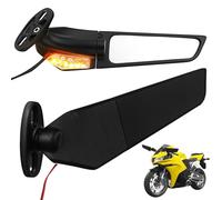 PRETYZOOM Espejos Retrovisores para Motocicleta 1 Par, Modelo Gran Superficie con Intermitentes LED Integrados, Color Negro, Diseño Ala de Aleta, Compatibles con Manillar, Accesorios